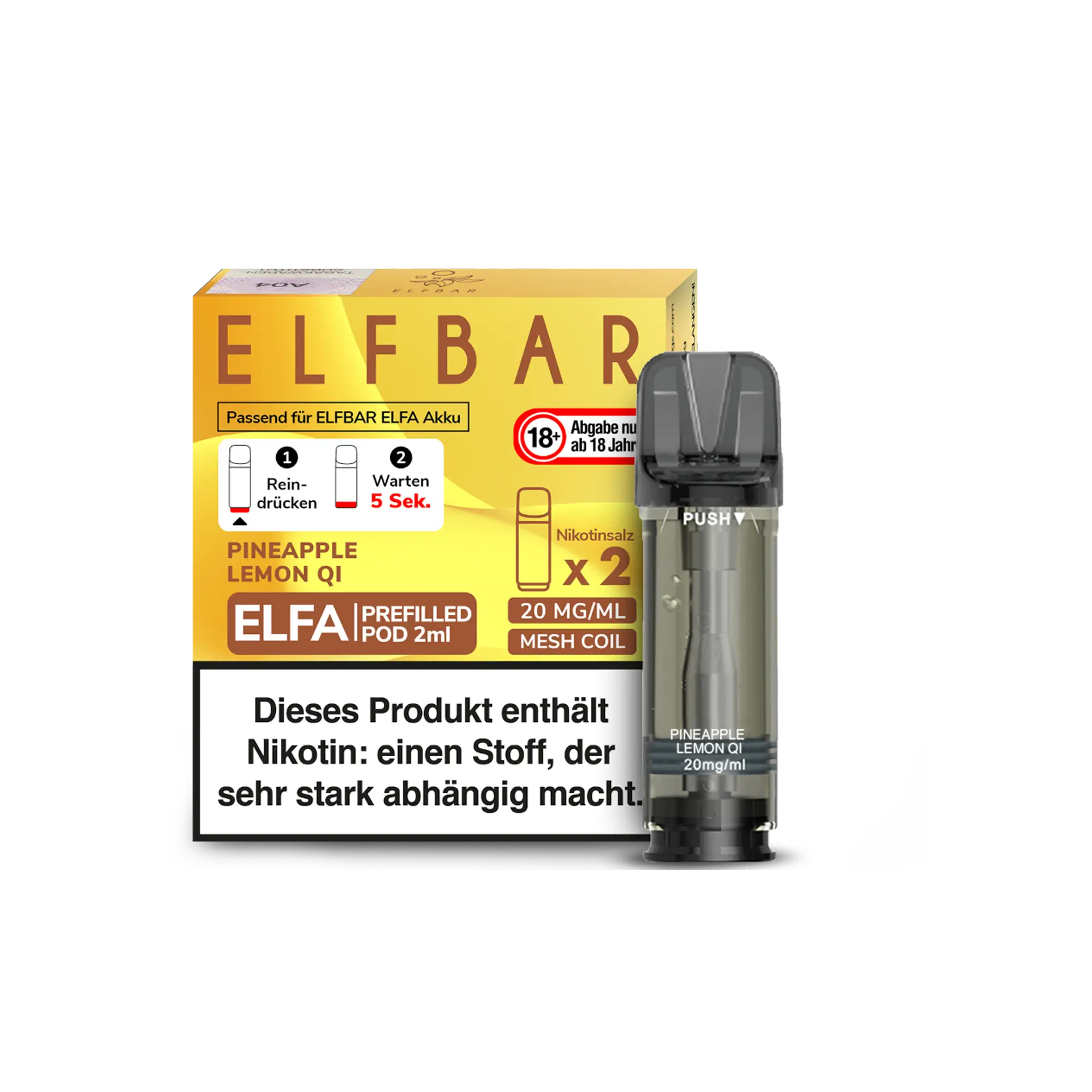 Elfbar Elfa Pods Pineapple Lemon Qi 2er Pack 20 mg