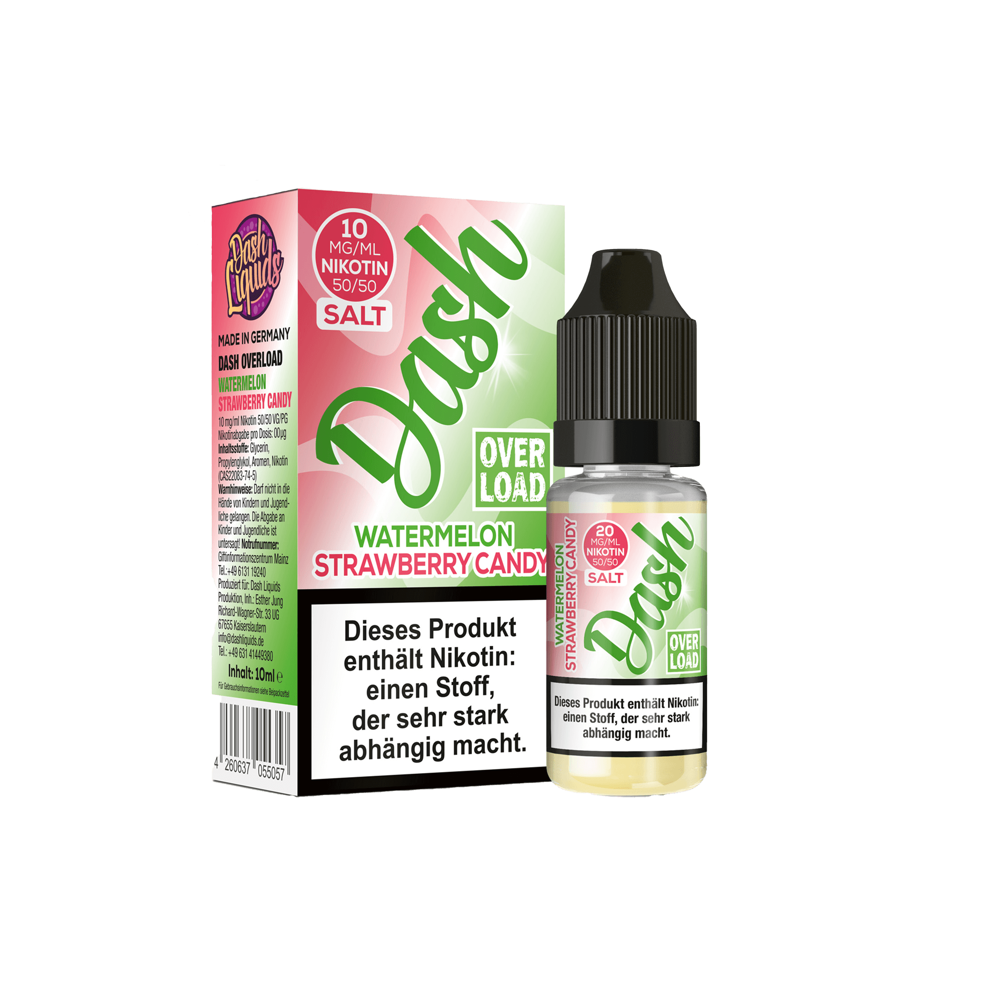 Dash Overload Watermelon Strawberry Candy 10 ml NicSalt Liquid