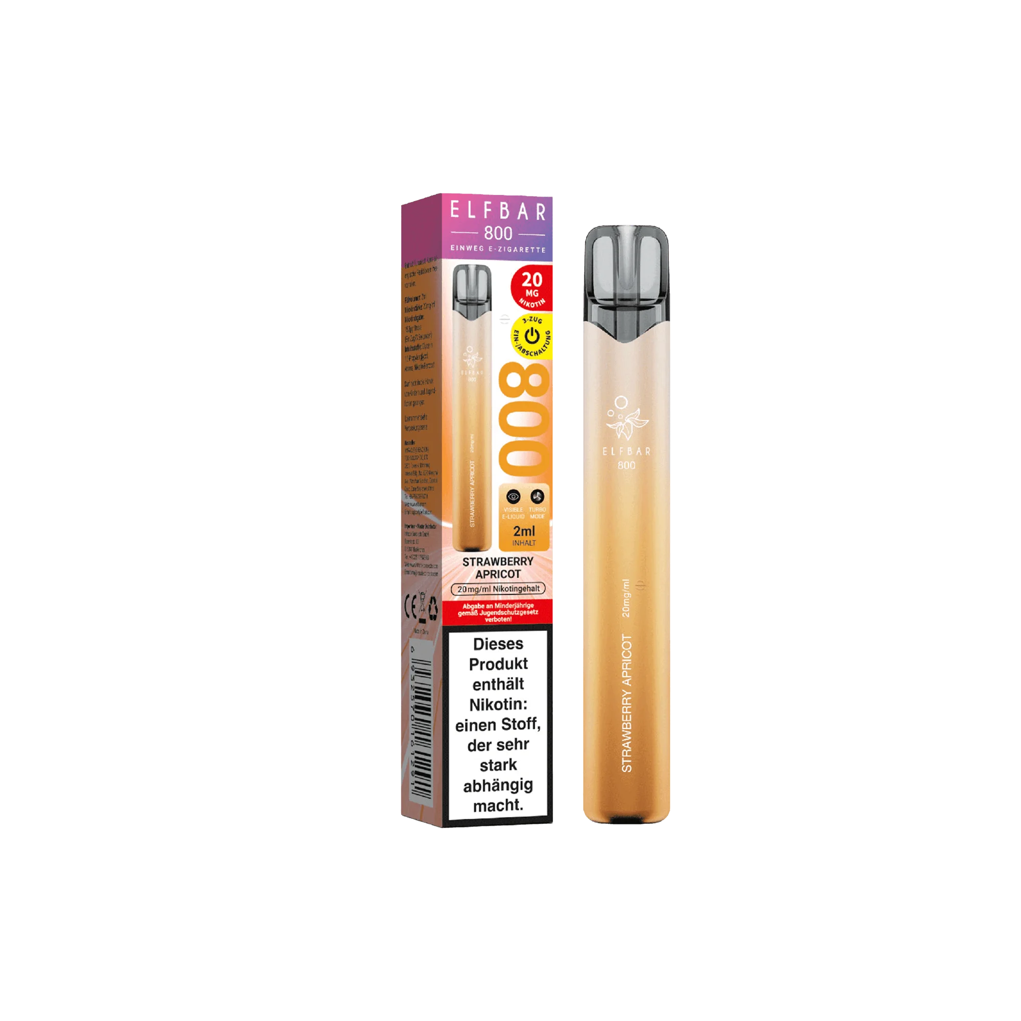 Elfbar 800 Strawberry Apricot Einweg E-Zigarette 20 mg