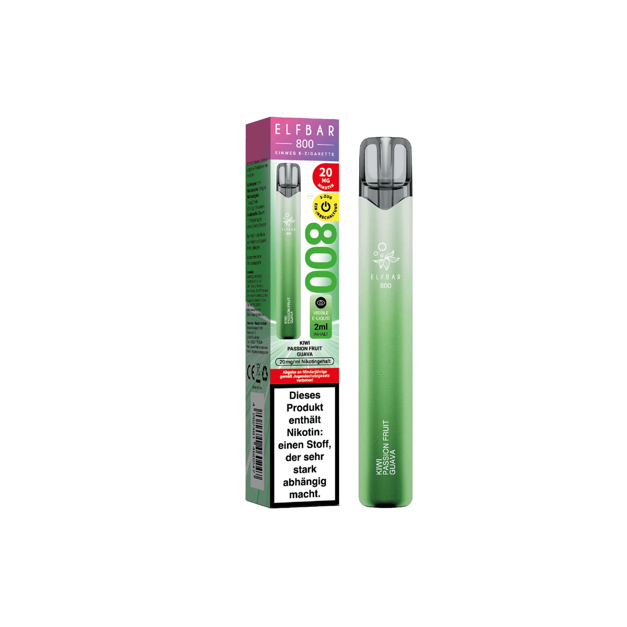 Elfbar 800 Kiwi Passion Fruit Guava Einweg E-Zigarette 20 mg