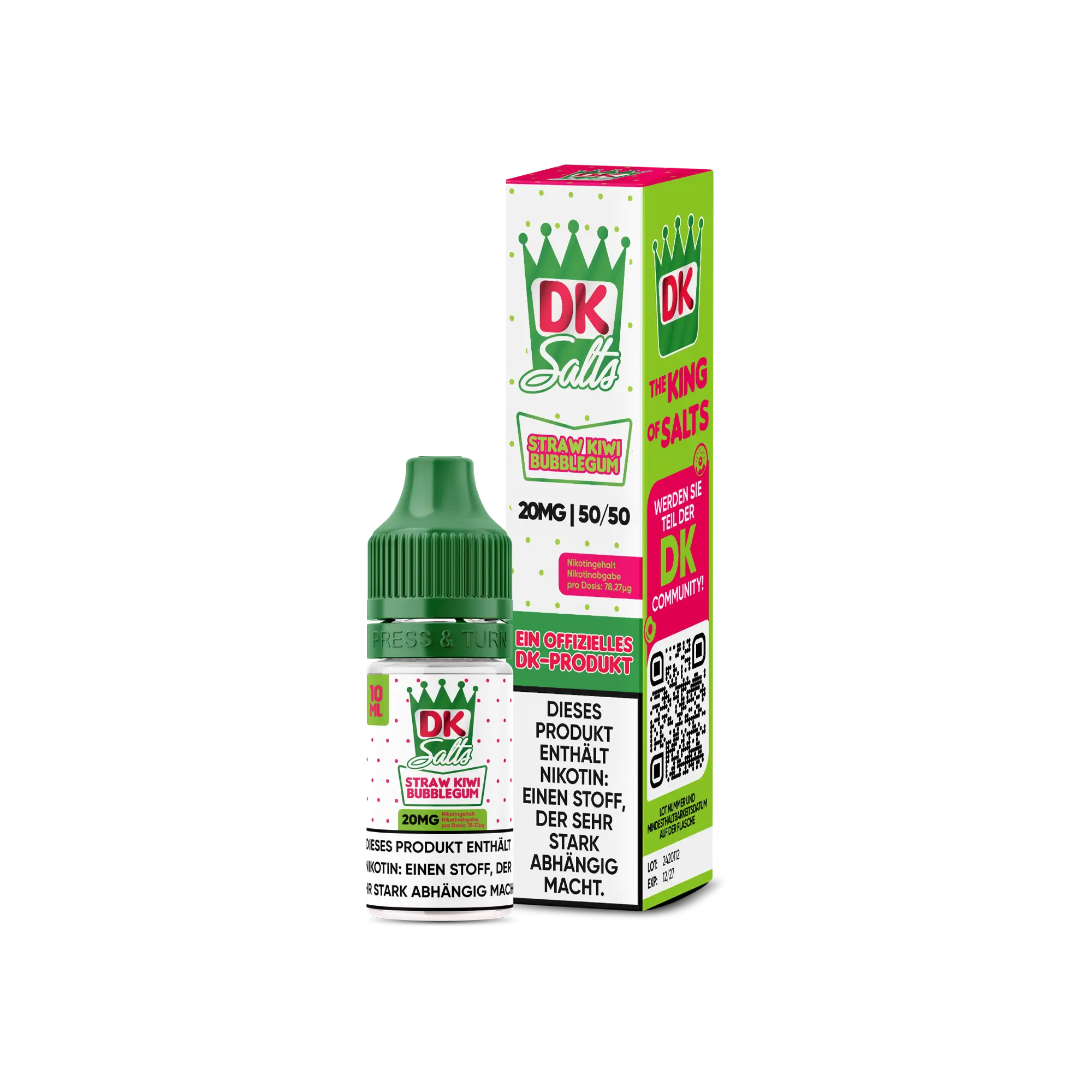DK Salts Straw Kiwi Bubblegum 10 ml Nikotinsalz Liquid