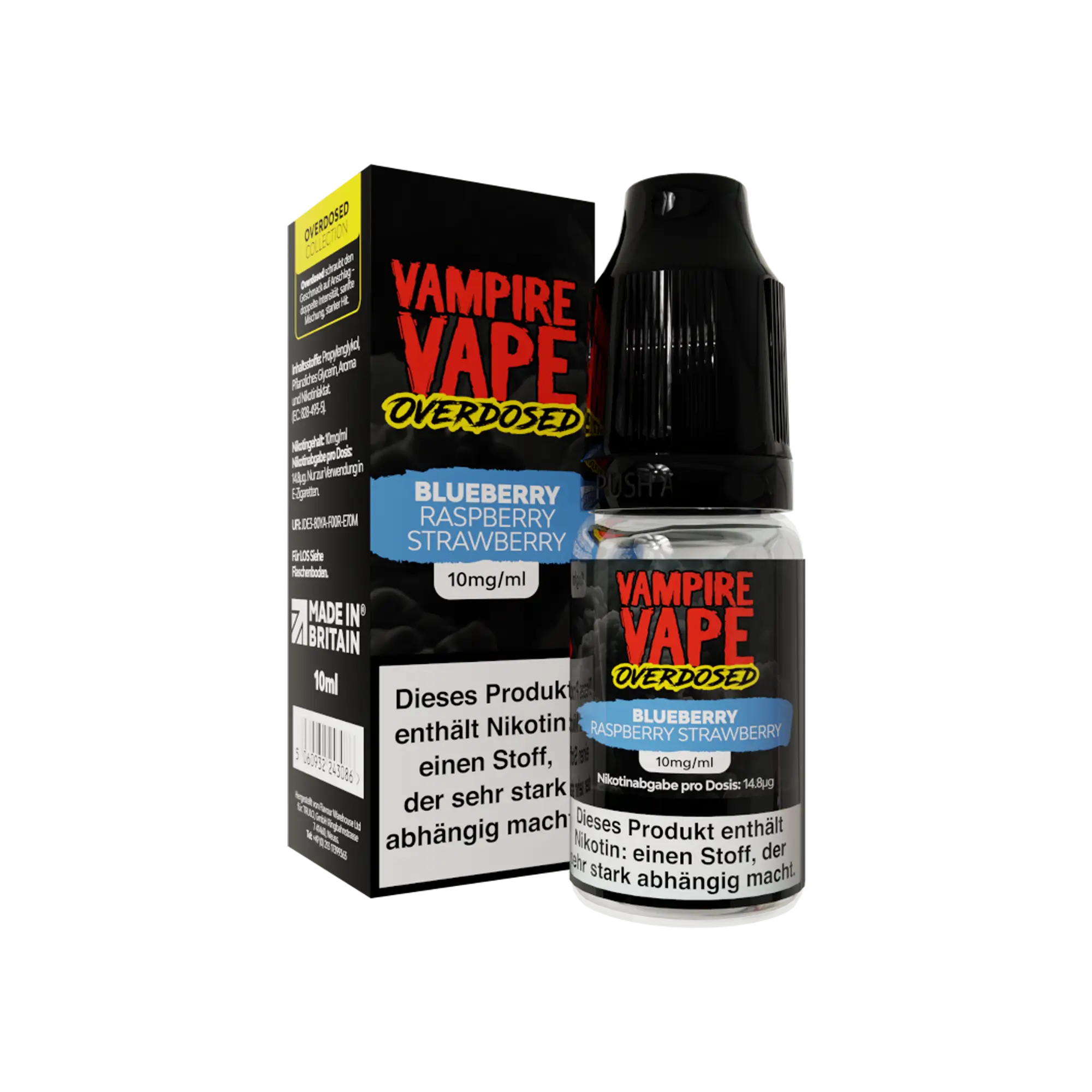 Vampire Vape Overdosed Blueberry Raspberry Strawberry 10 ml Nikotinsalz Liquid