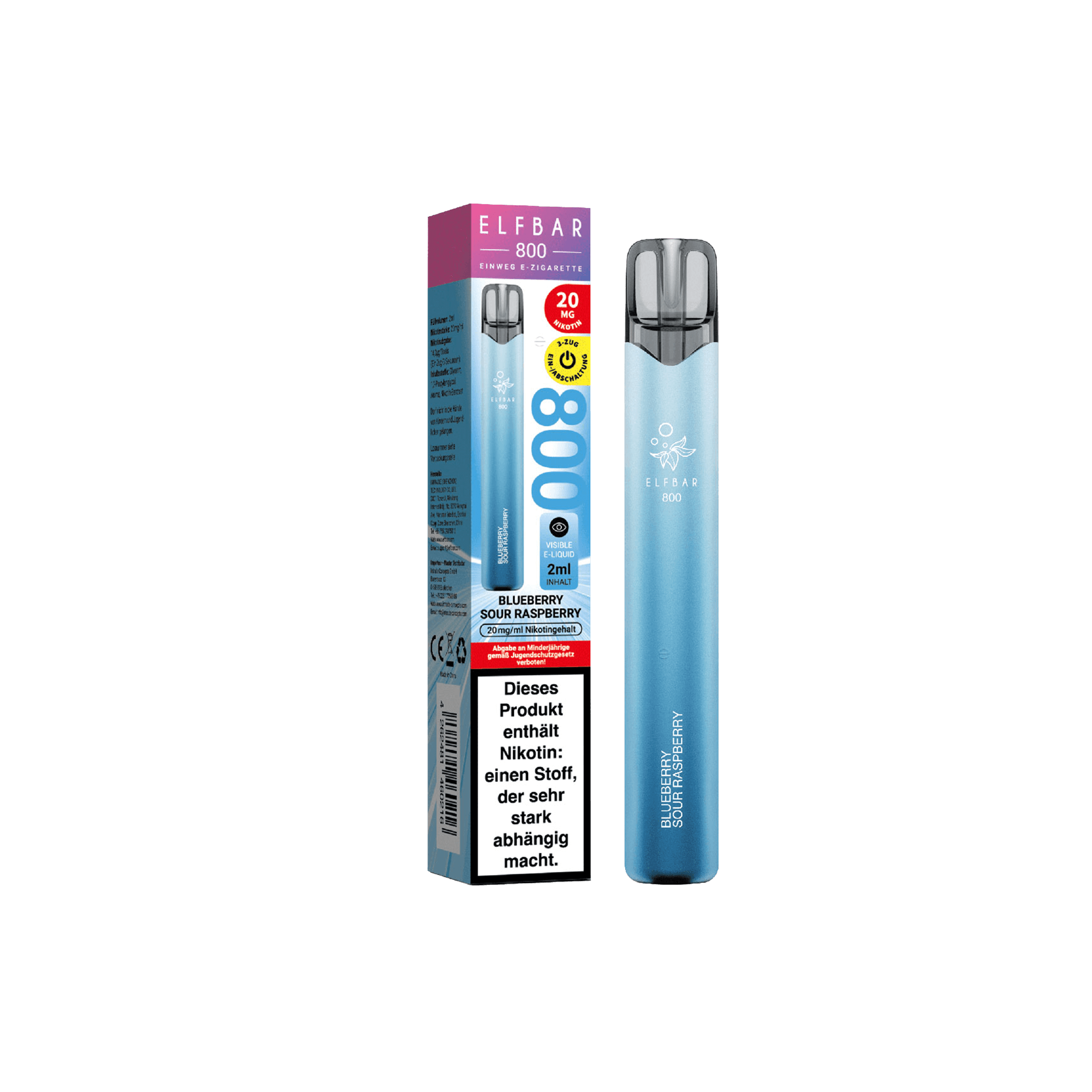 Elfbar 800 Blueberry Sour Raspberry Einweg E-Zigarette 20 mg