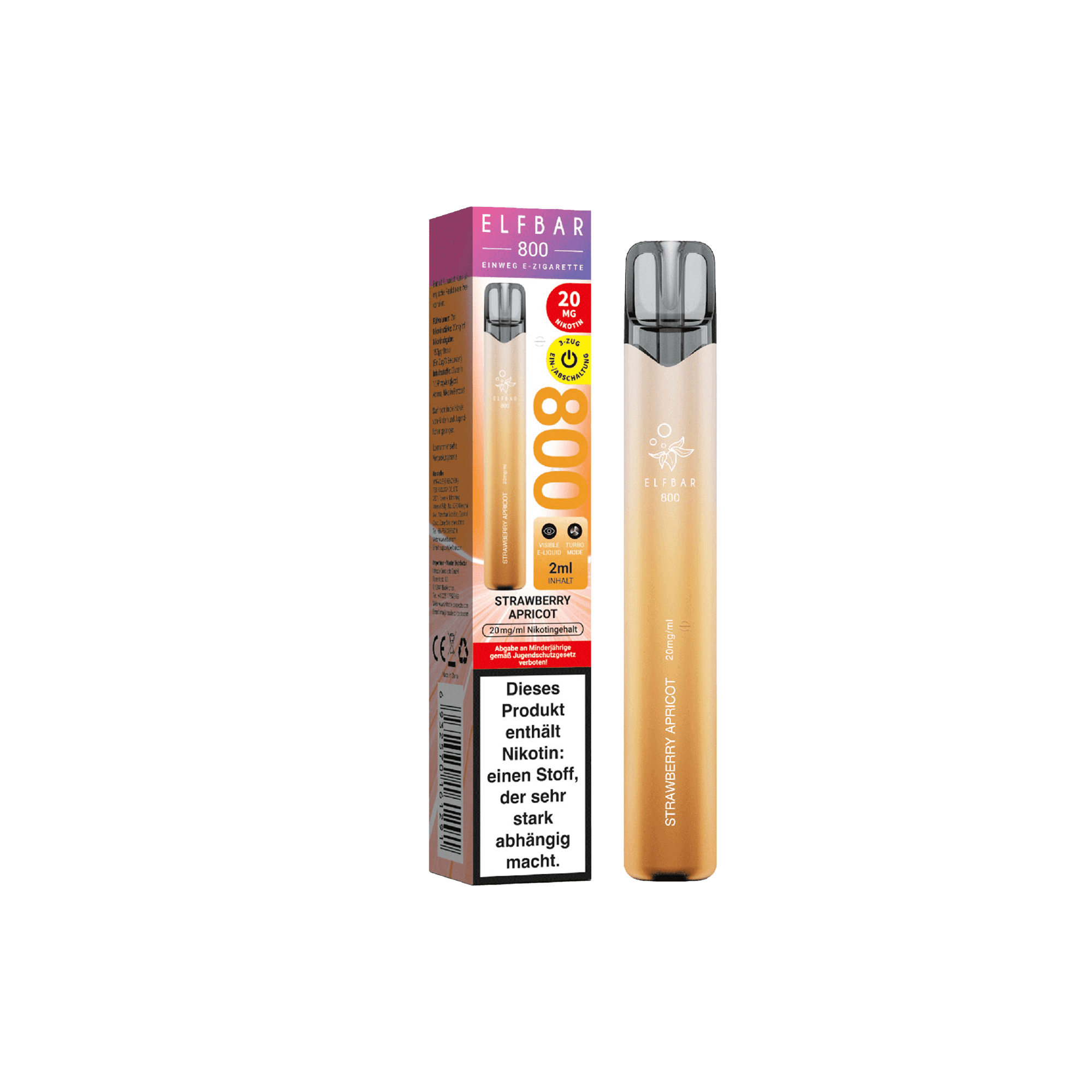 Elfbar 800 Strawberry Apricot Einweg E-Zigarette 20 mg