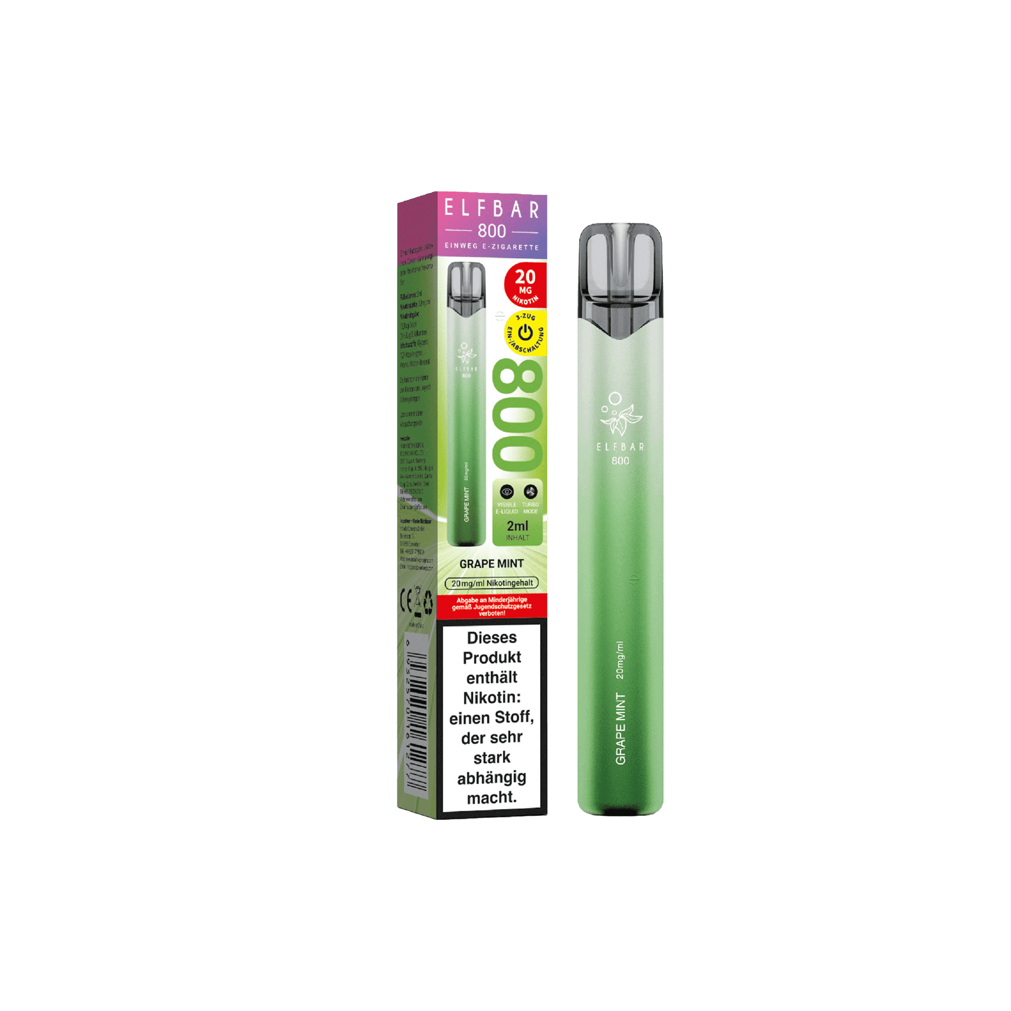 Elfbar 800 Grape Mint Einweg E-Zigarette 20 mg