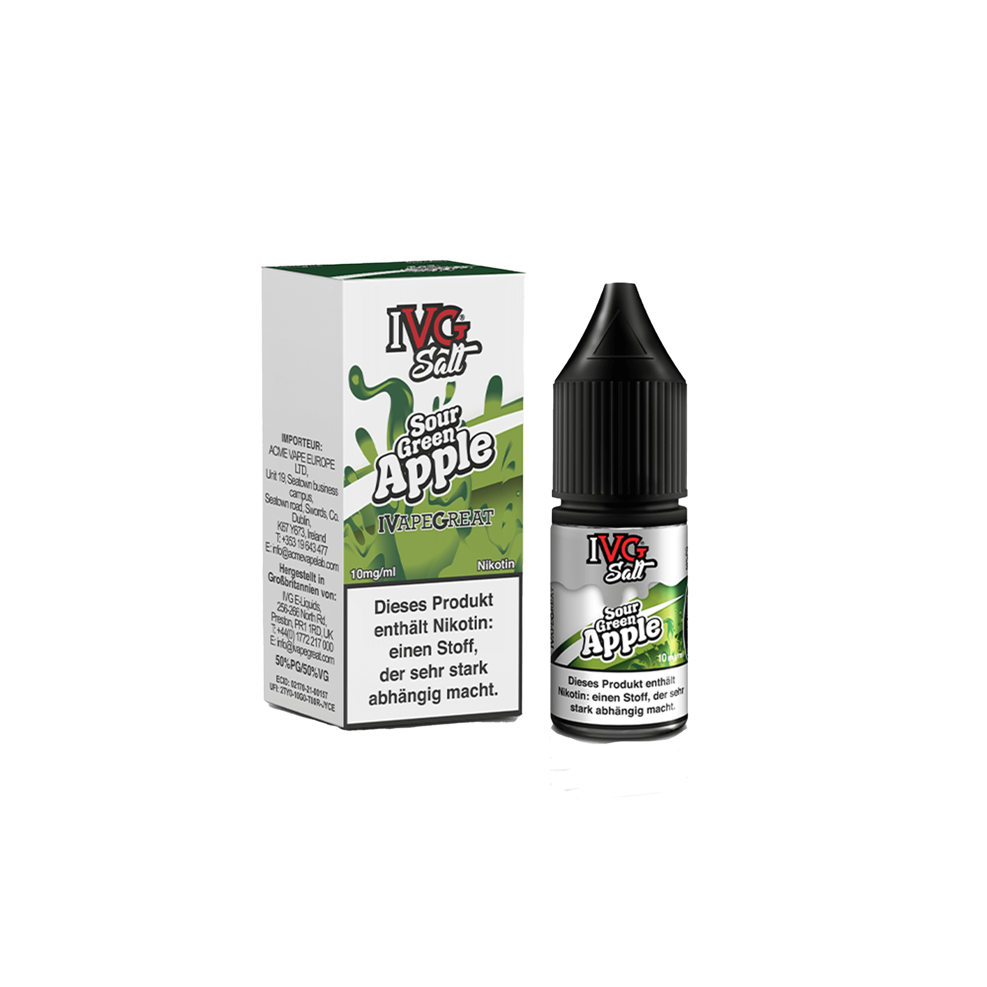 IVG Sour Green Apple 10 ml NicSalt Liquid