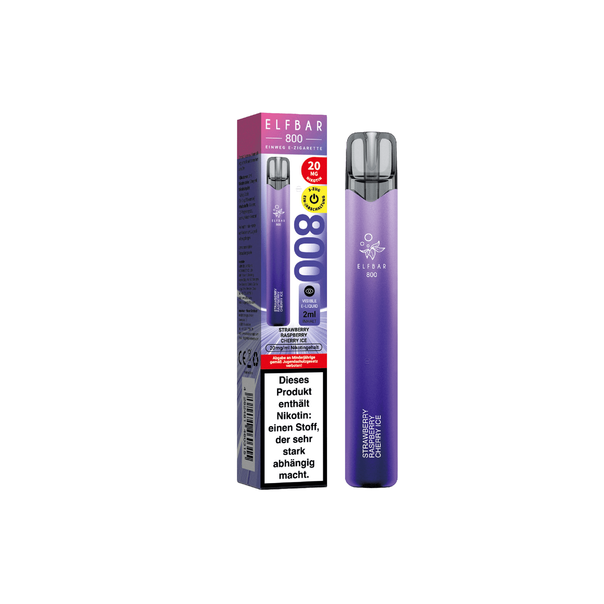 Elfbar 800 Strawberry Raspberry Cherry Ice Einweg E-Zigarette 20 mg