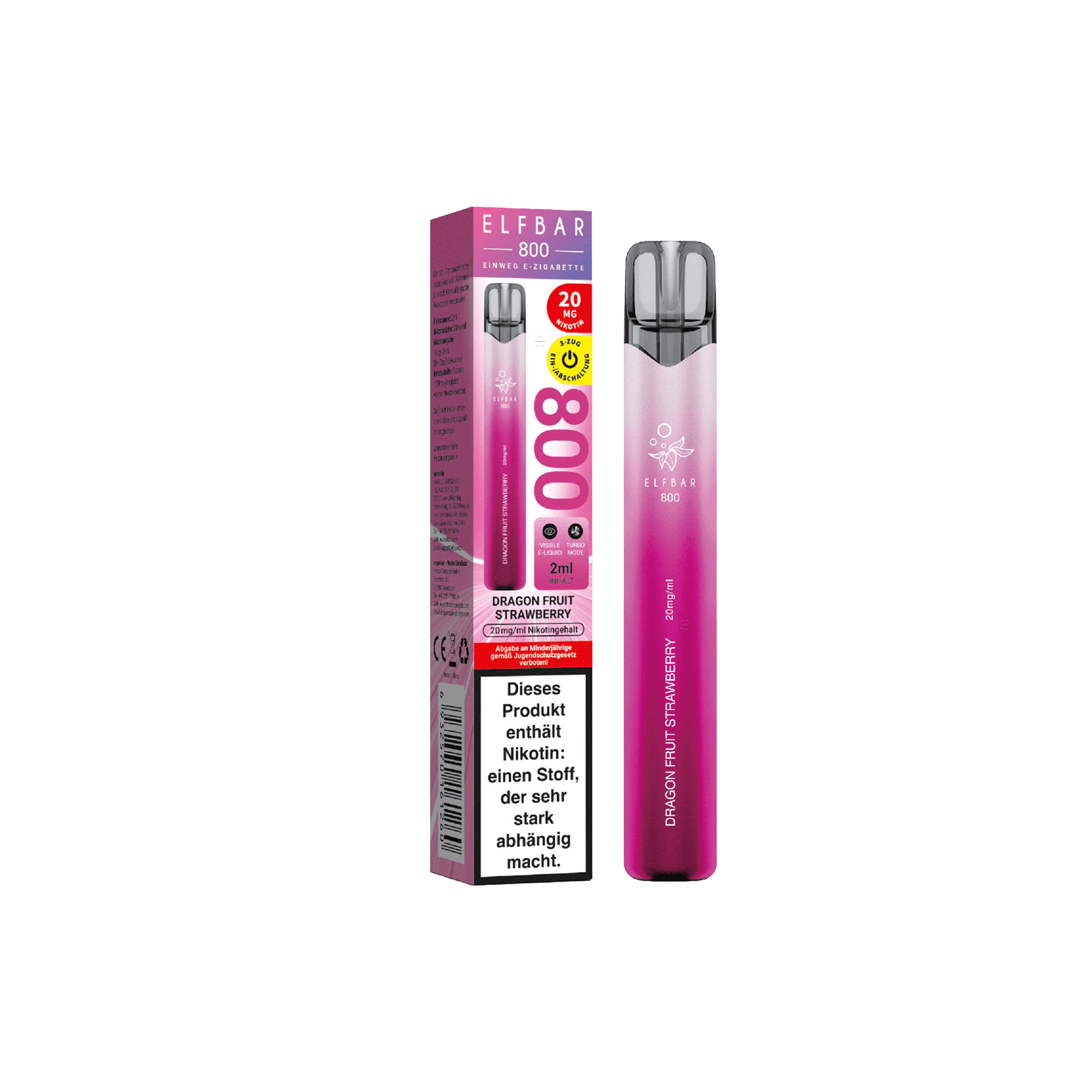 Elfbar 800 Dragon Fruit Strawberry Einweg E-Zigarette 20 mg